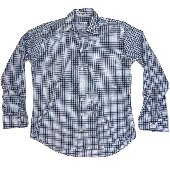 Peter Millar Plaid Check Blue Pink White Shirt With Pirate Embroidery Large - Picture 1 of 10